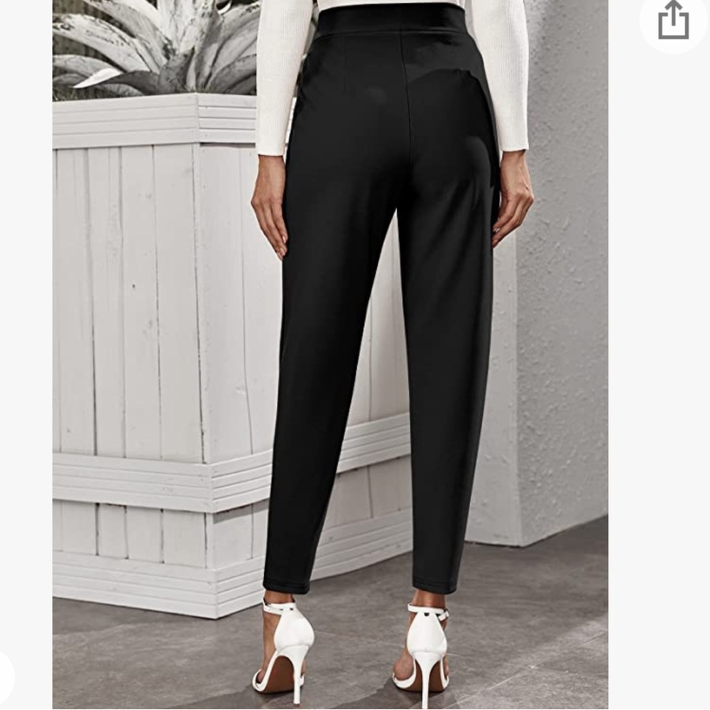 Floerns Women's Solid High Waist Tapered Ankle Stretch Work Pants - Picture 2 of 10